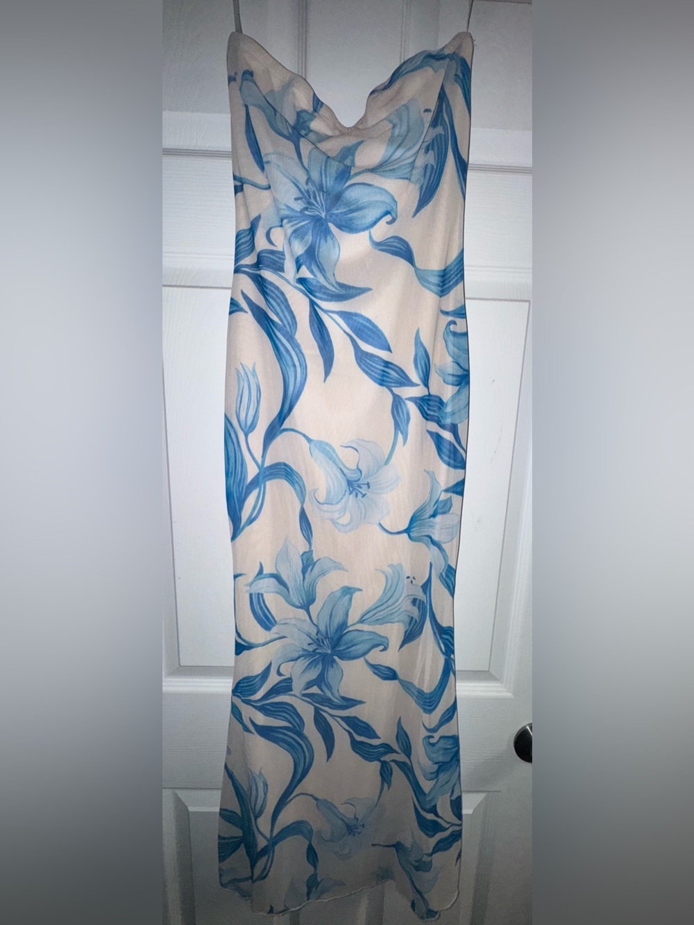 Blue Floral Midi Skirt